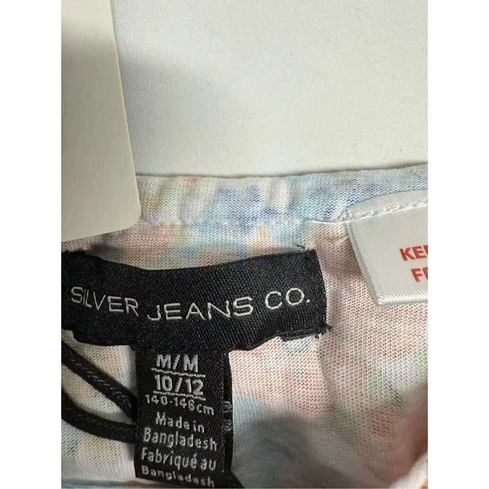 NWT Girl's Silver Jeans Co. Floral Print Ruffle Cropped Tank Top Sz M (10/12)